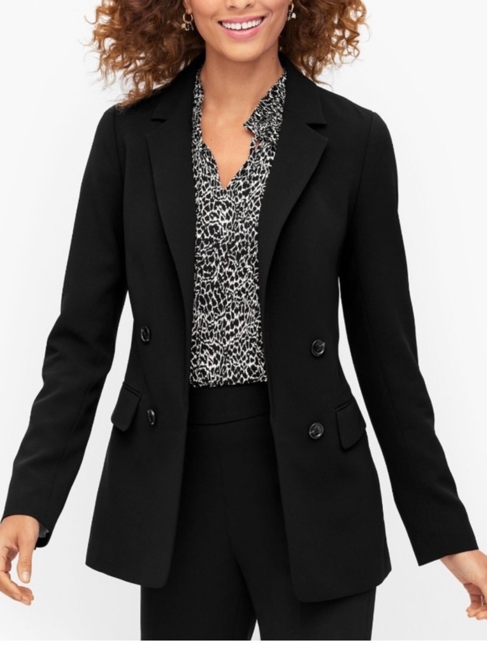 Talbots Easy Travel Women’s Black Double-Breasted Blazer